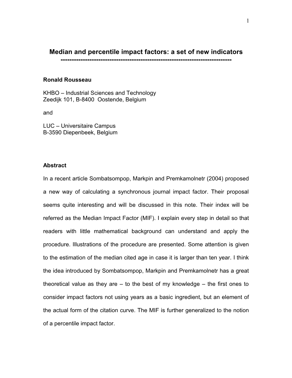 The Bangkok Impact Factor