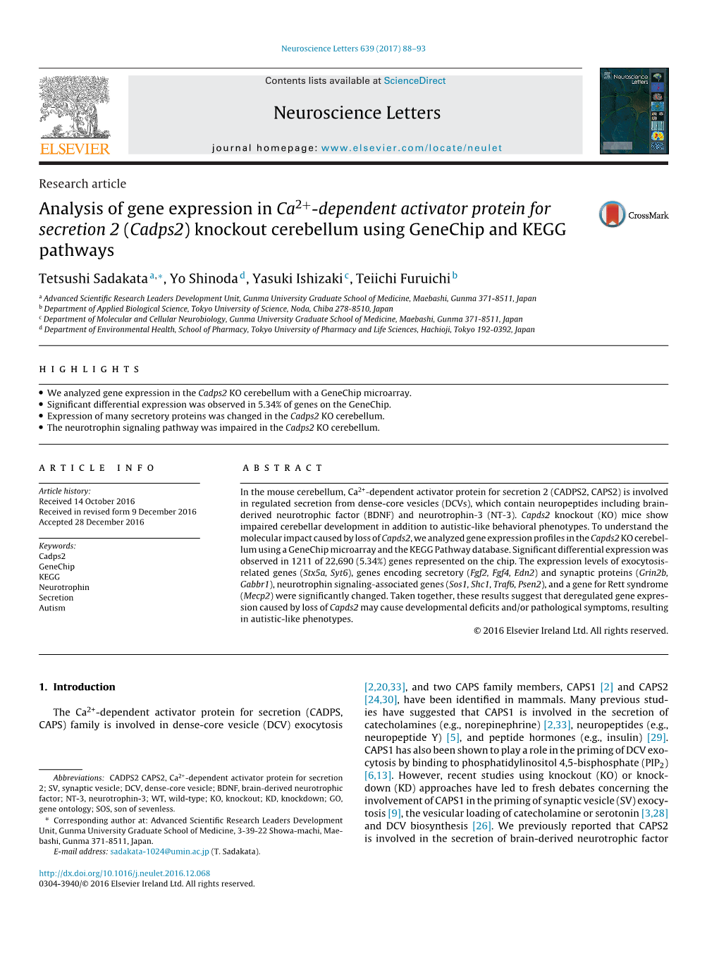 Analysis of Gene Expression in Ca2+-Dependent Activator Protein