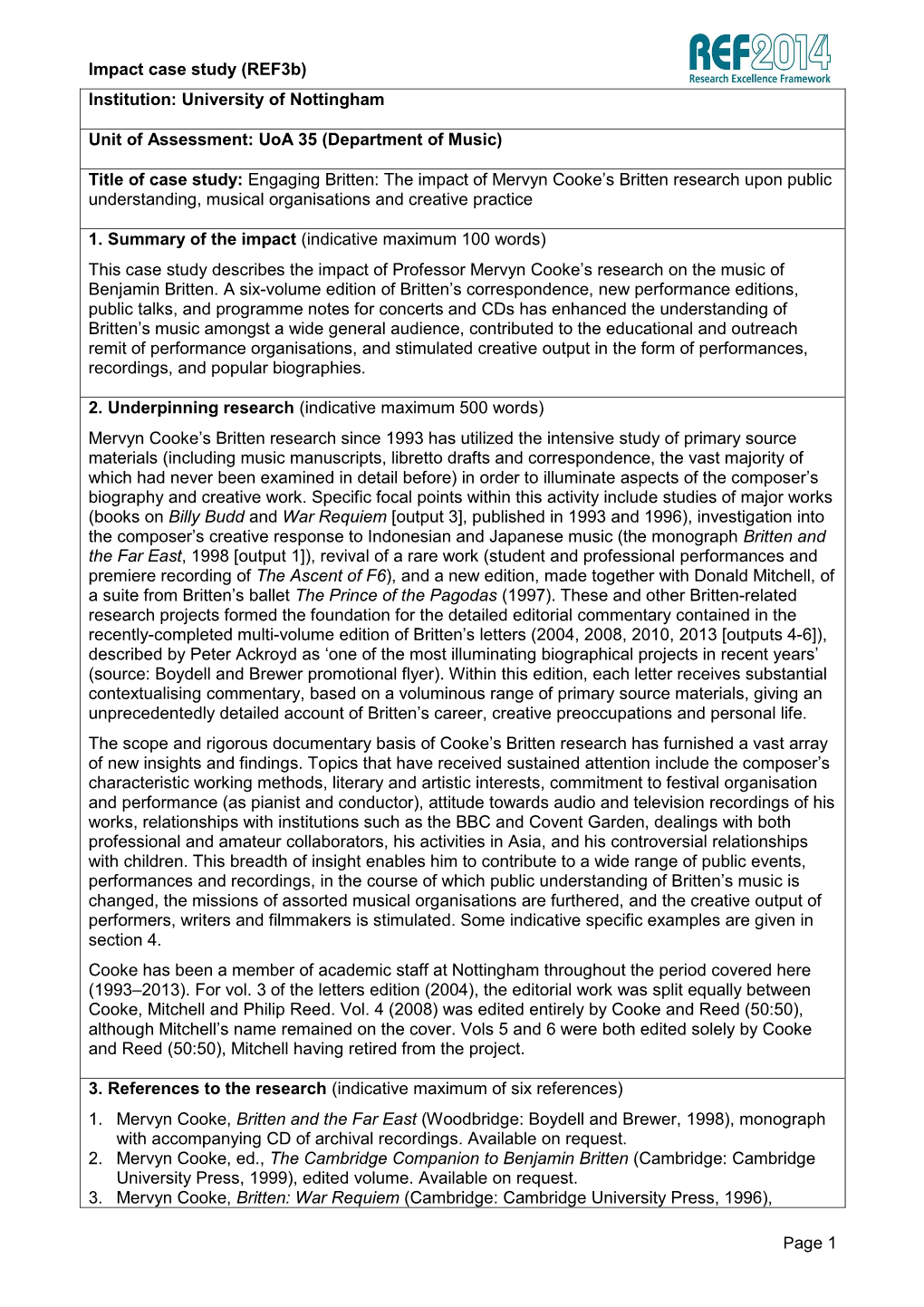 Impact Case Study (Ref3b) Institution: University of Nottingham