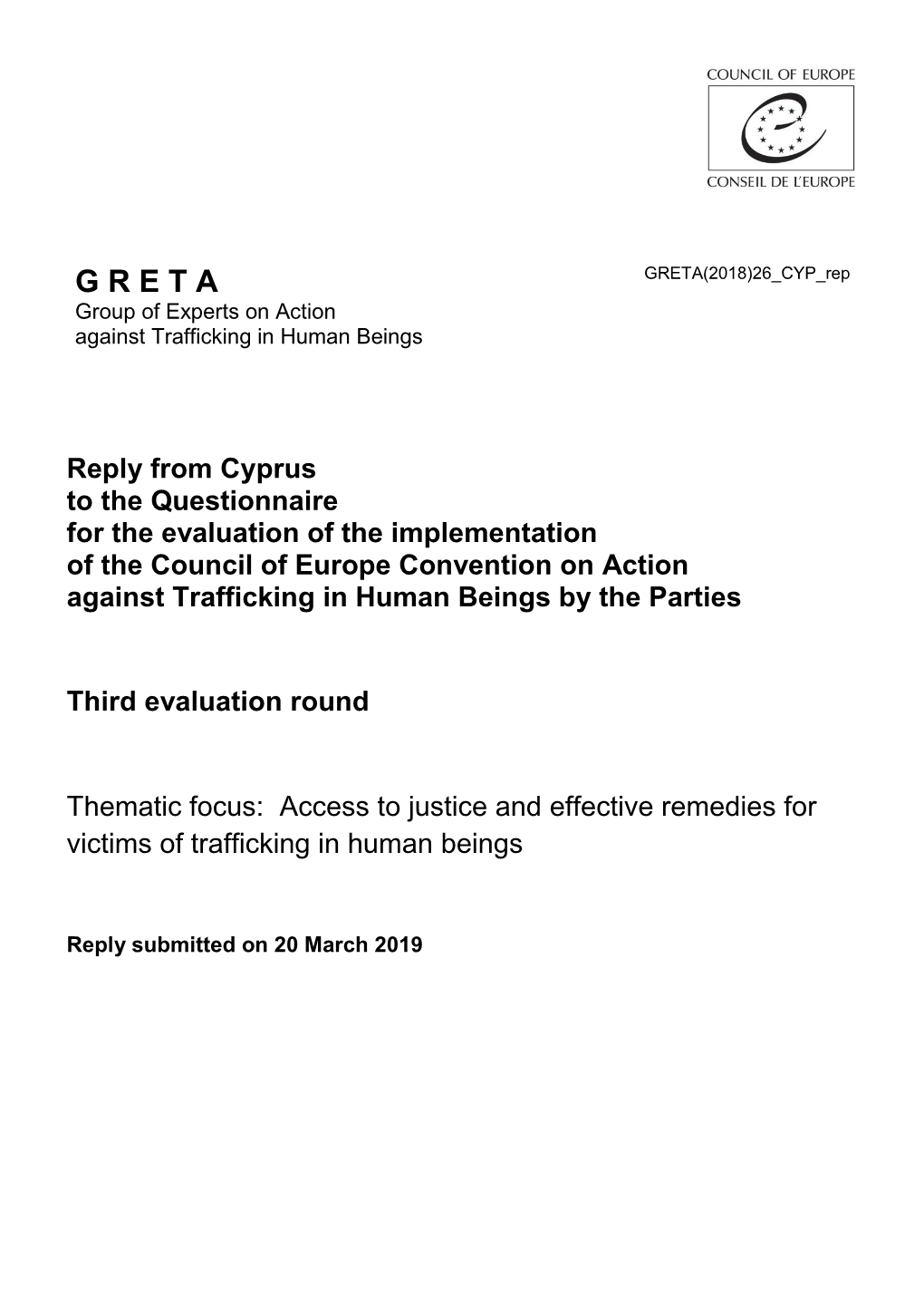 G R E T a GRETA(2018)26 CYP Rep Group of Experts on Action Against Trafficking in Human Beings