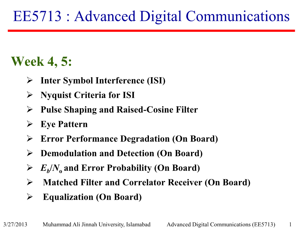 EE5713 : Advanced Digital Communications