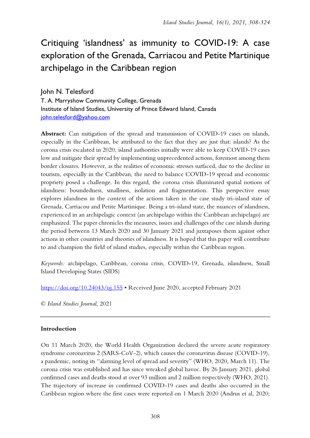 As Immunity to COVID-19: a Case Exploration of the Grenada, Carriacou and Petite Martinique Archipelago in the Caribbean Region