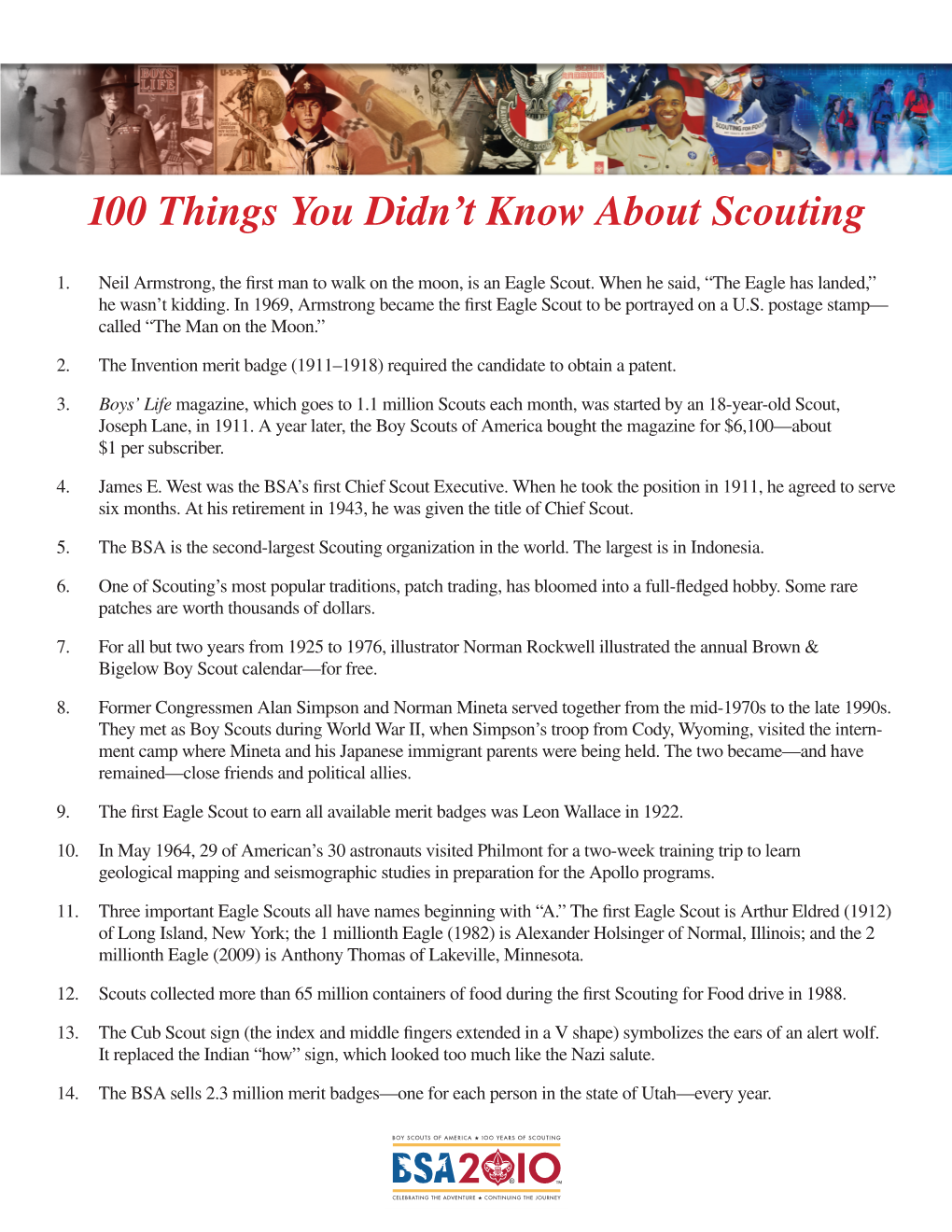 100 Things You Didn't Know About Scouting