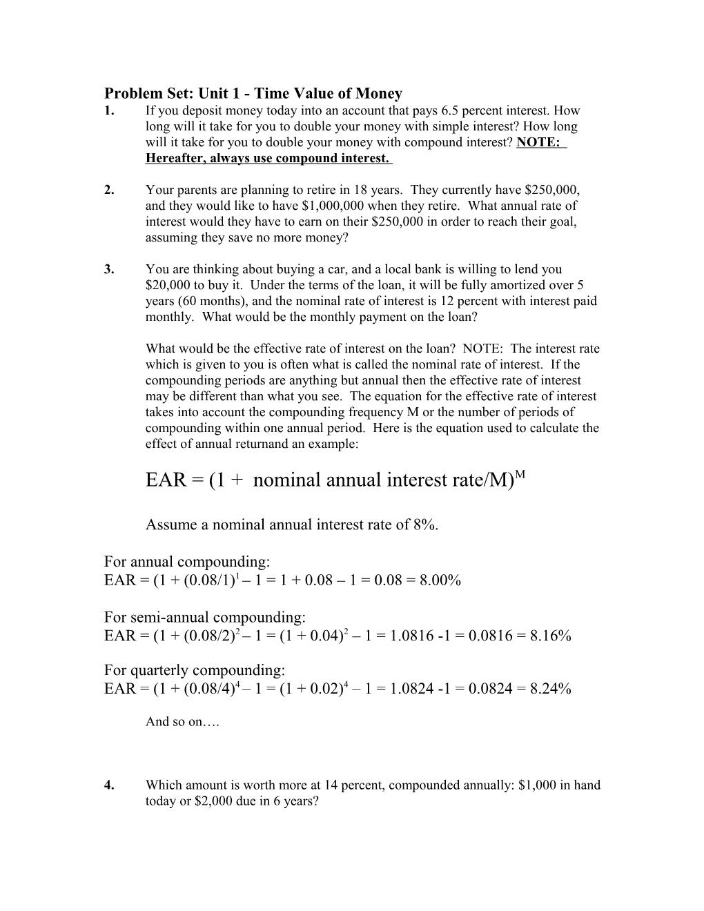 Time Value Of Money Practice Problems