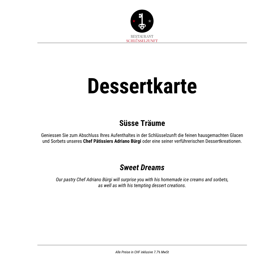 Dessertkarte