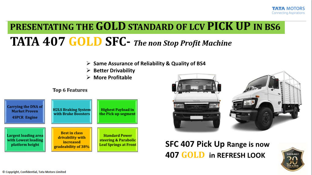 TATA 407 GOLD SFC- the Non Stop Profit Machine