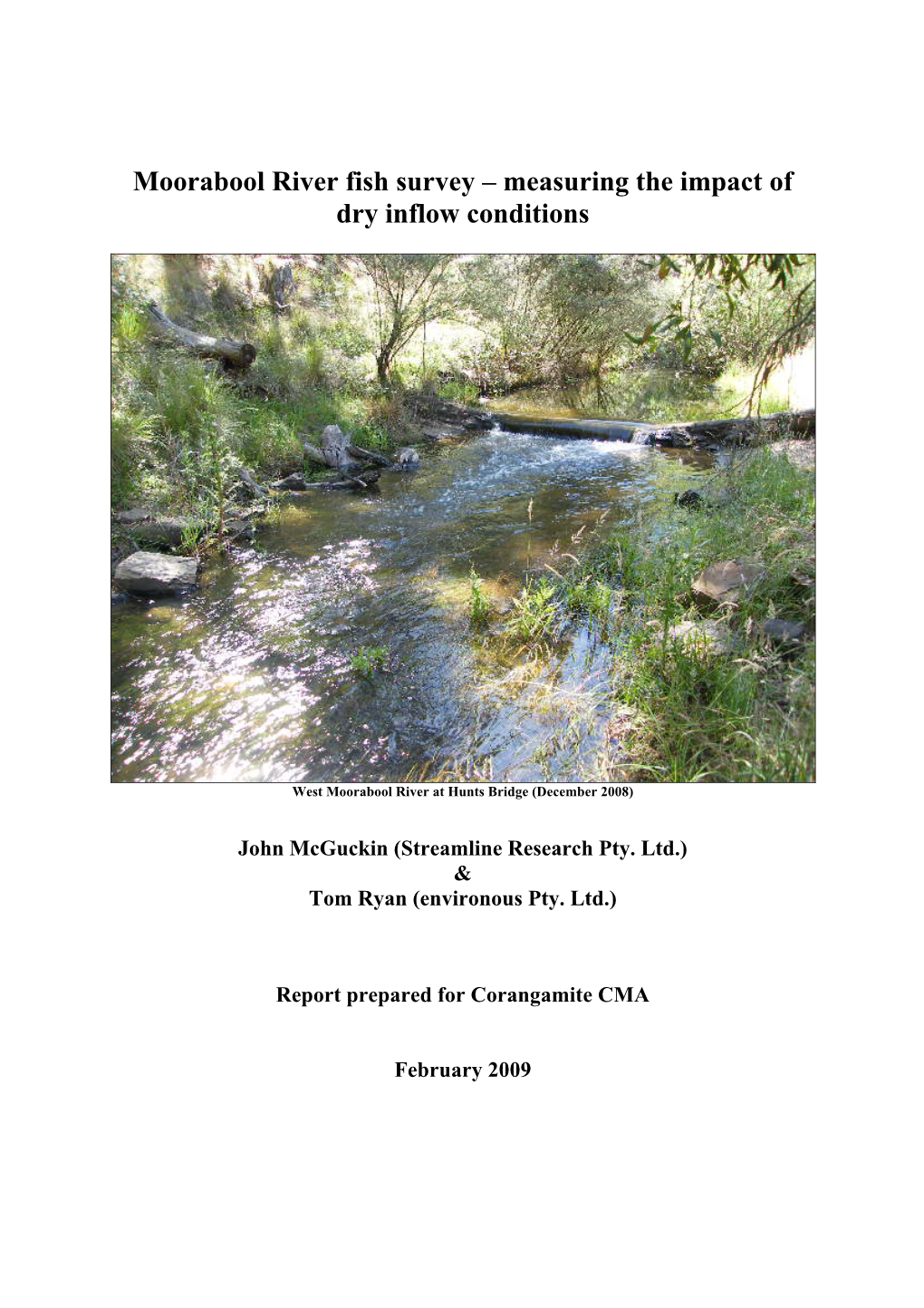 Moorabool River Fish Survey : Measuring the Impact of Dry Inflow