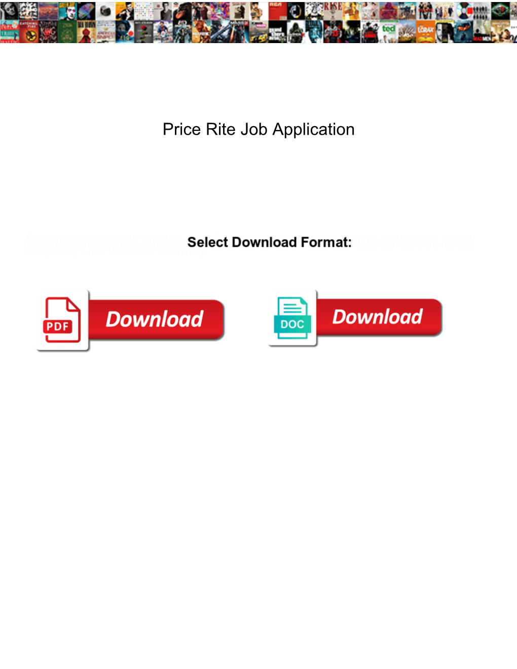 Price Rite Job Application