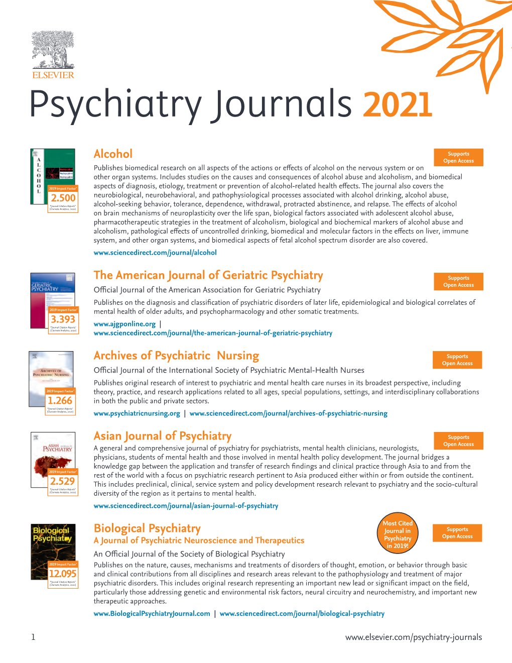 Psychiatry Journals 2021