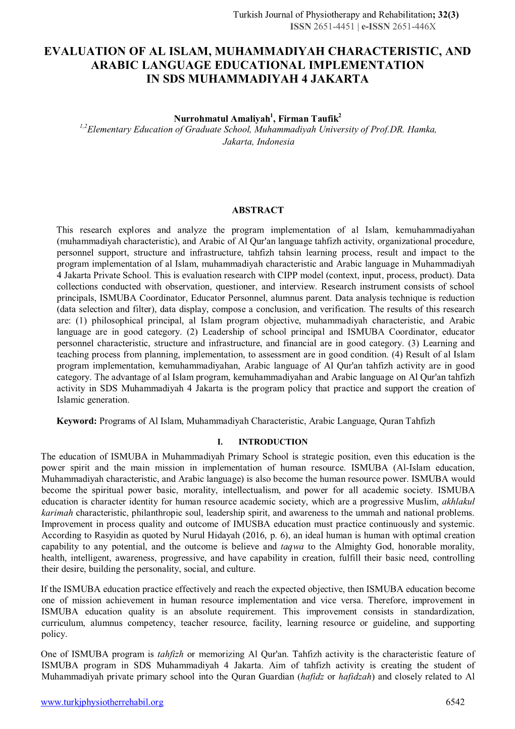 Evaluation of Al Islam, Muhammadiyah Characteristic, and Arabic Language Educational Implementation in Sds Muhammadiyah 4 Jakarta