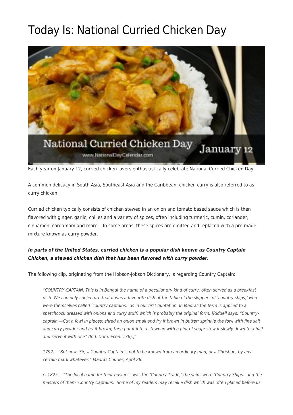 National Curried Chicken Day