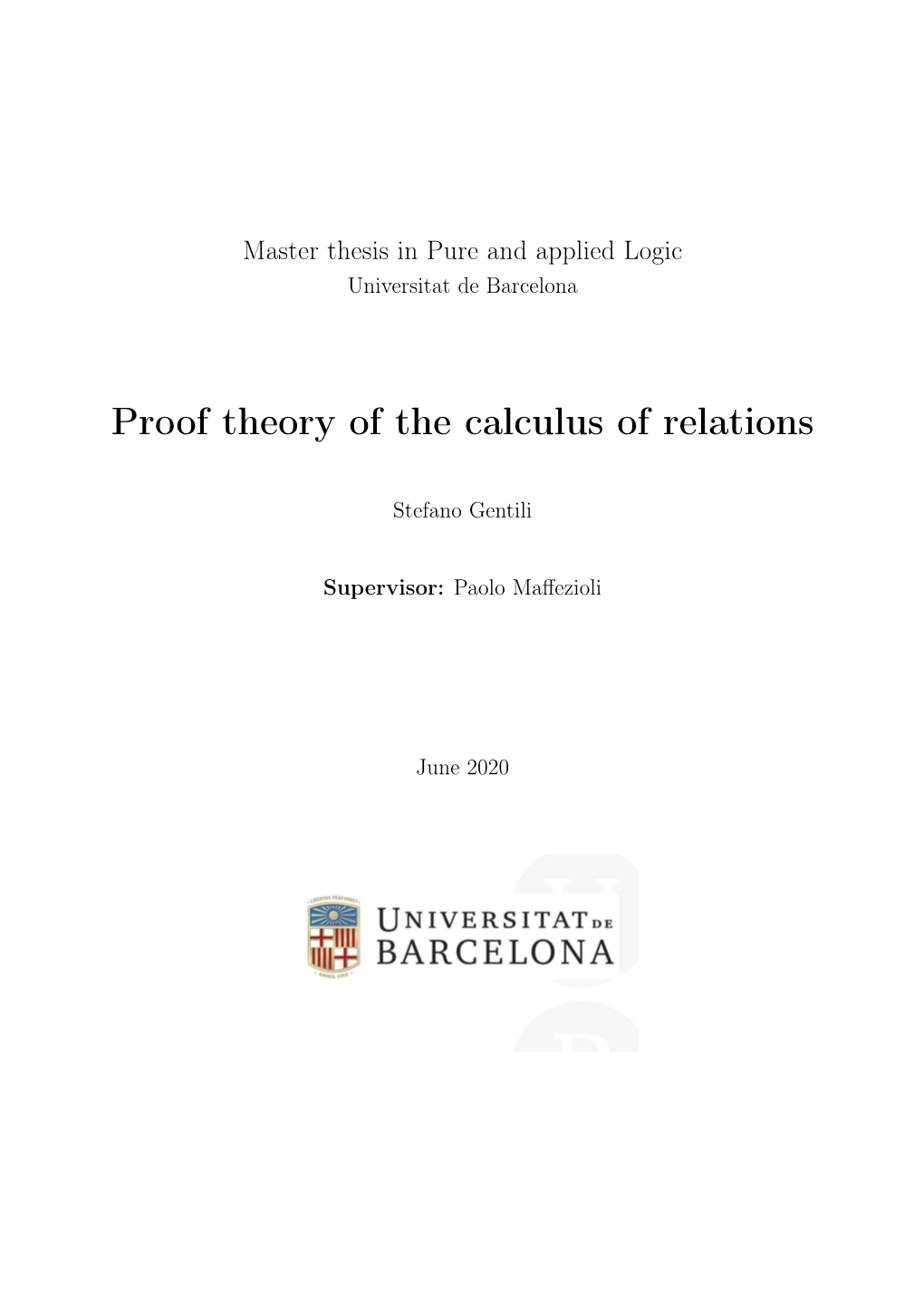 Proof Theory of the Calculus of Relations