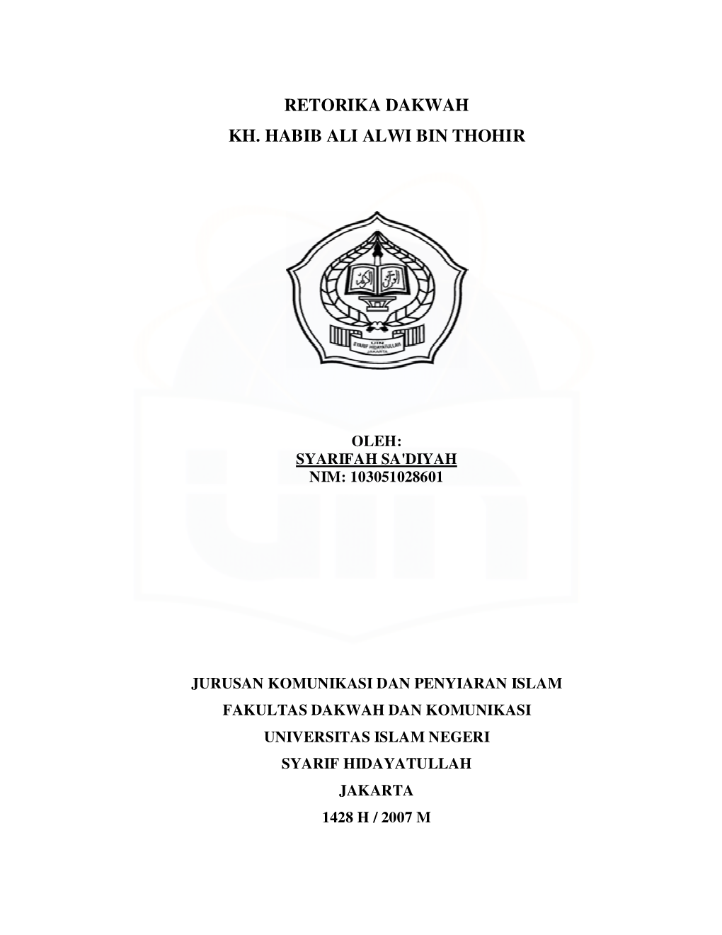 Retorika Dakwah Kh. Habib Ali Alwi Bin Thohir
