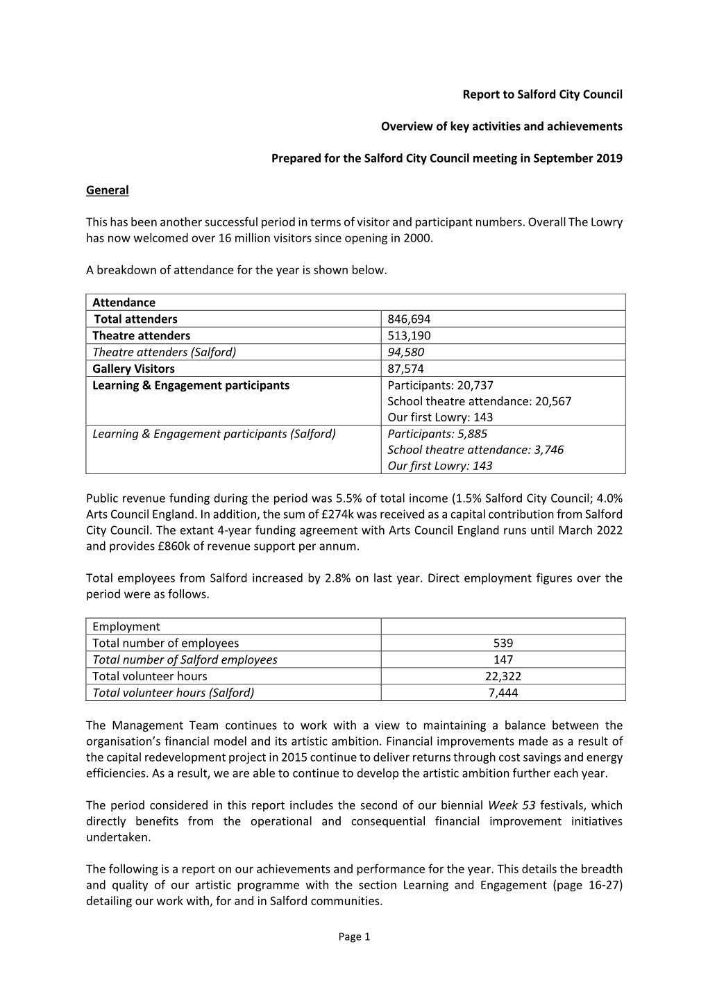 Scheduled Reports from Board Members