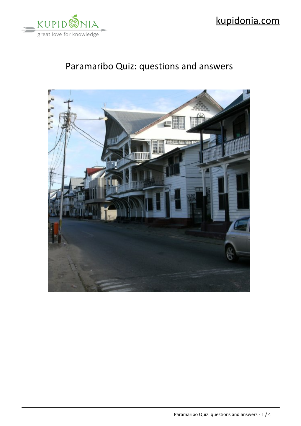 Paramaribo Quiz: Questions and Answers