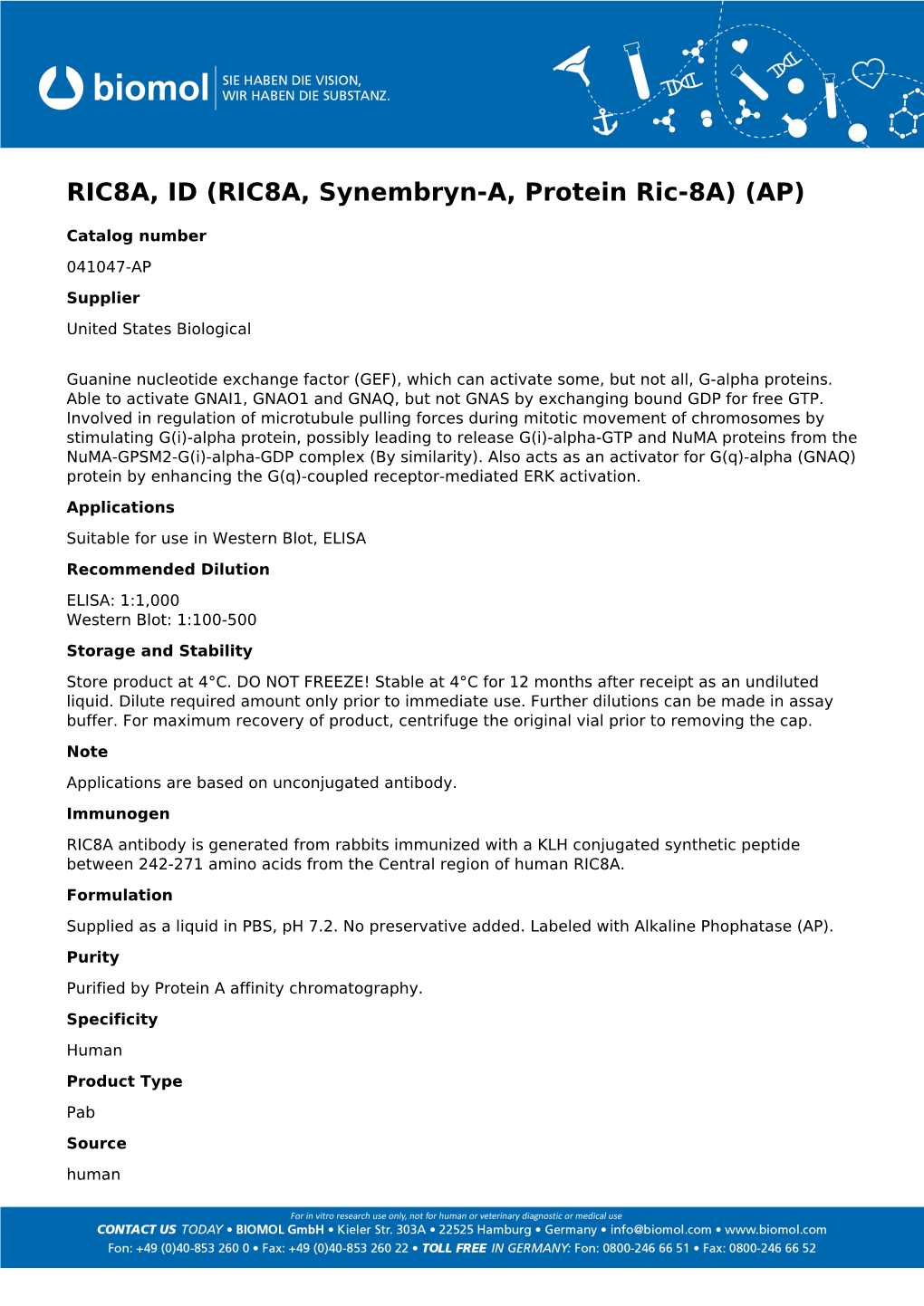 Usbiological Datasheet