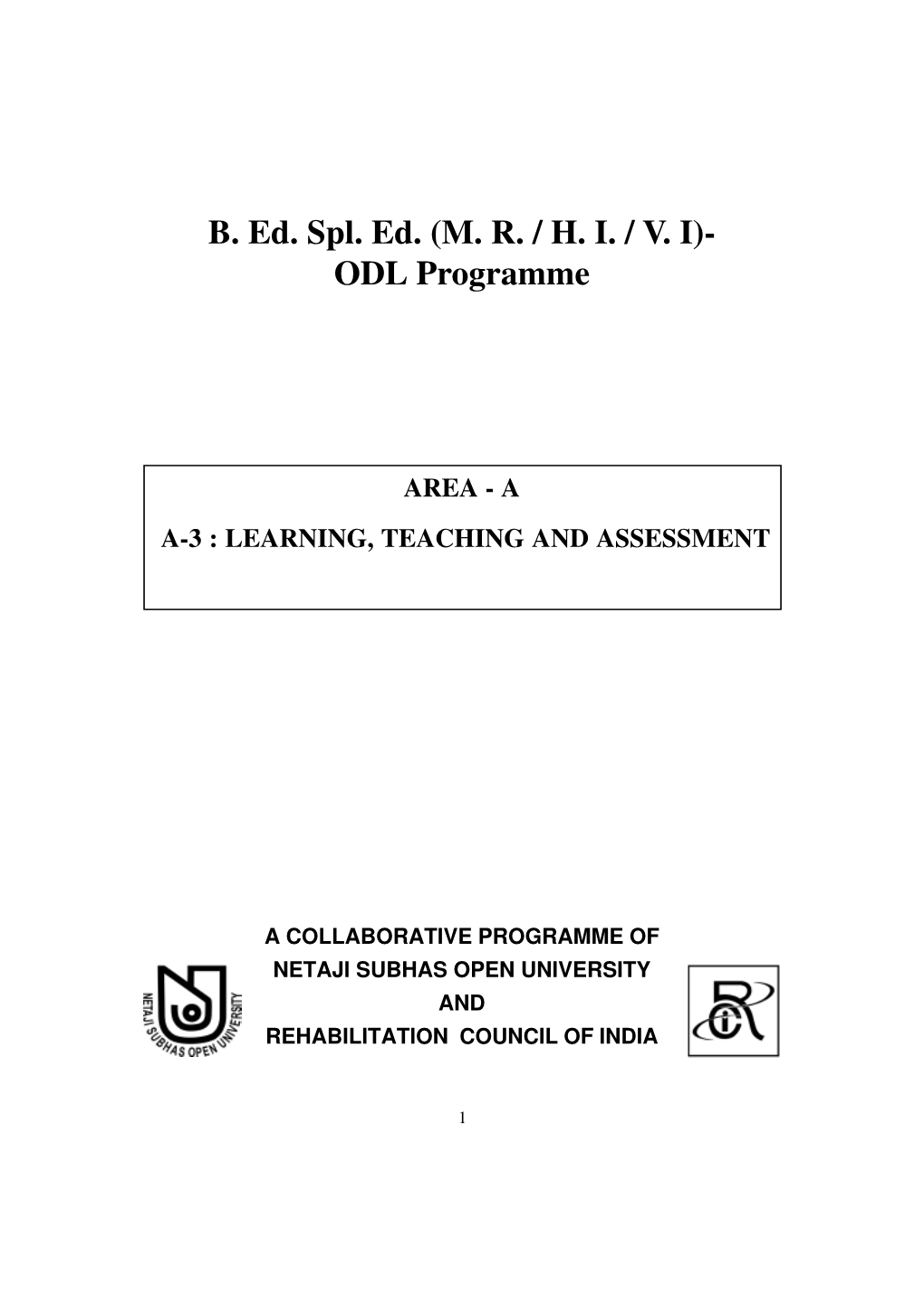 A A-3 : Learning, Teaching and Assessment