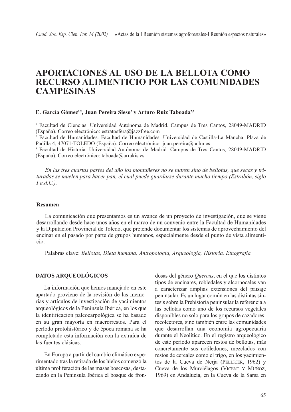 Aportaciones Al Uso De La Bellota Como Recurso Alimenticio Por Las Comunidades Campesinas