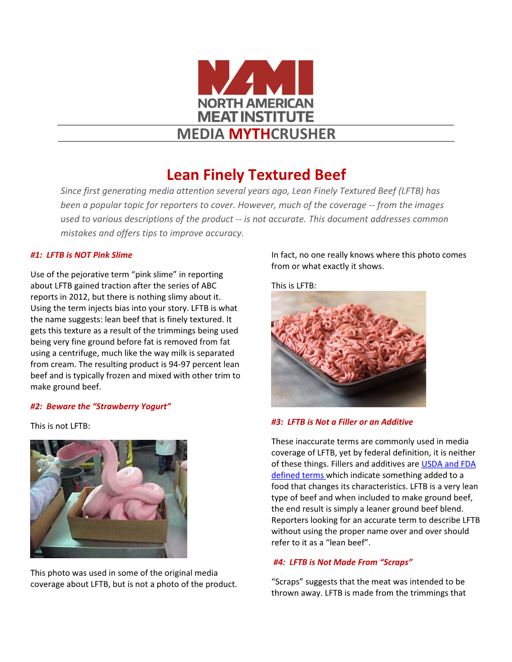 MEDIA MYTHCRUSHER Lean Finely Textured Beef