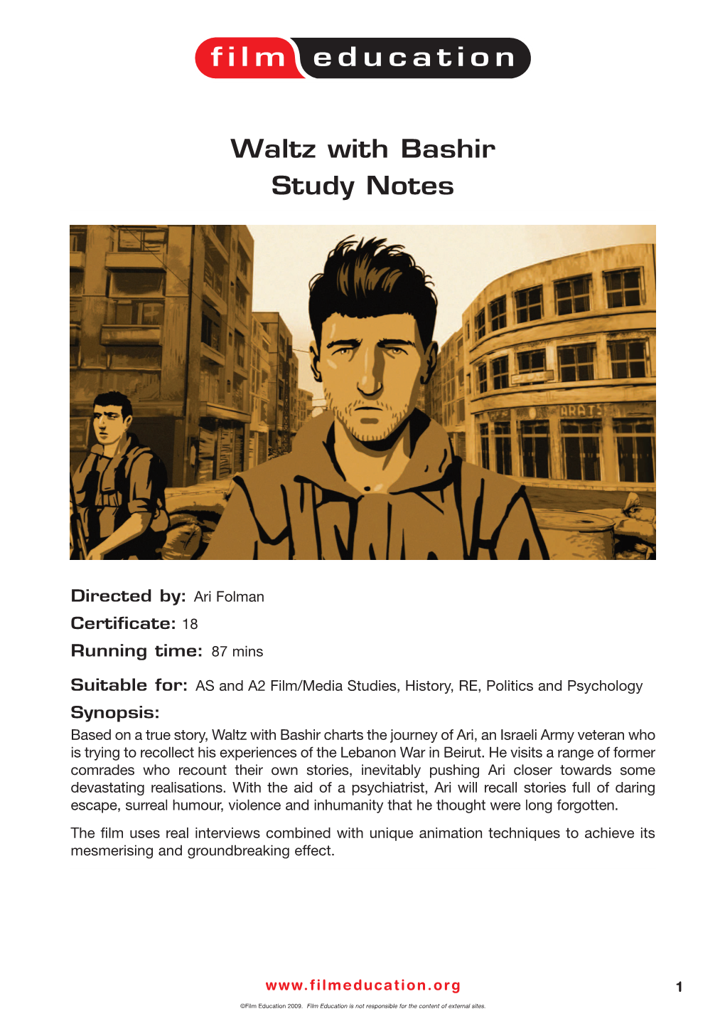 Waltz with Bashir Study Notes