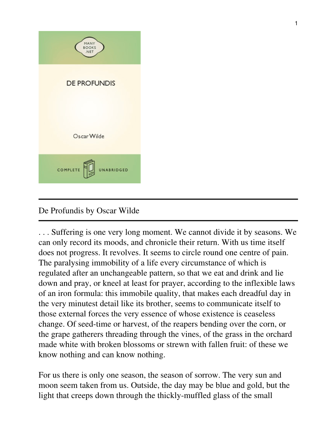 De Profundis by Oscar Wilde