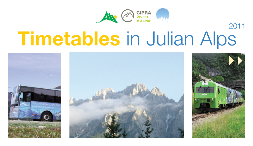 Timetables in Julian Alps INDEX