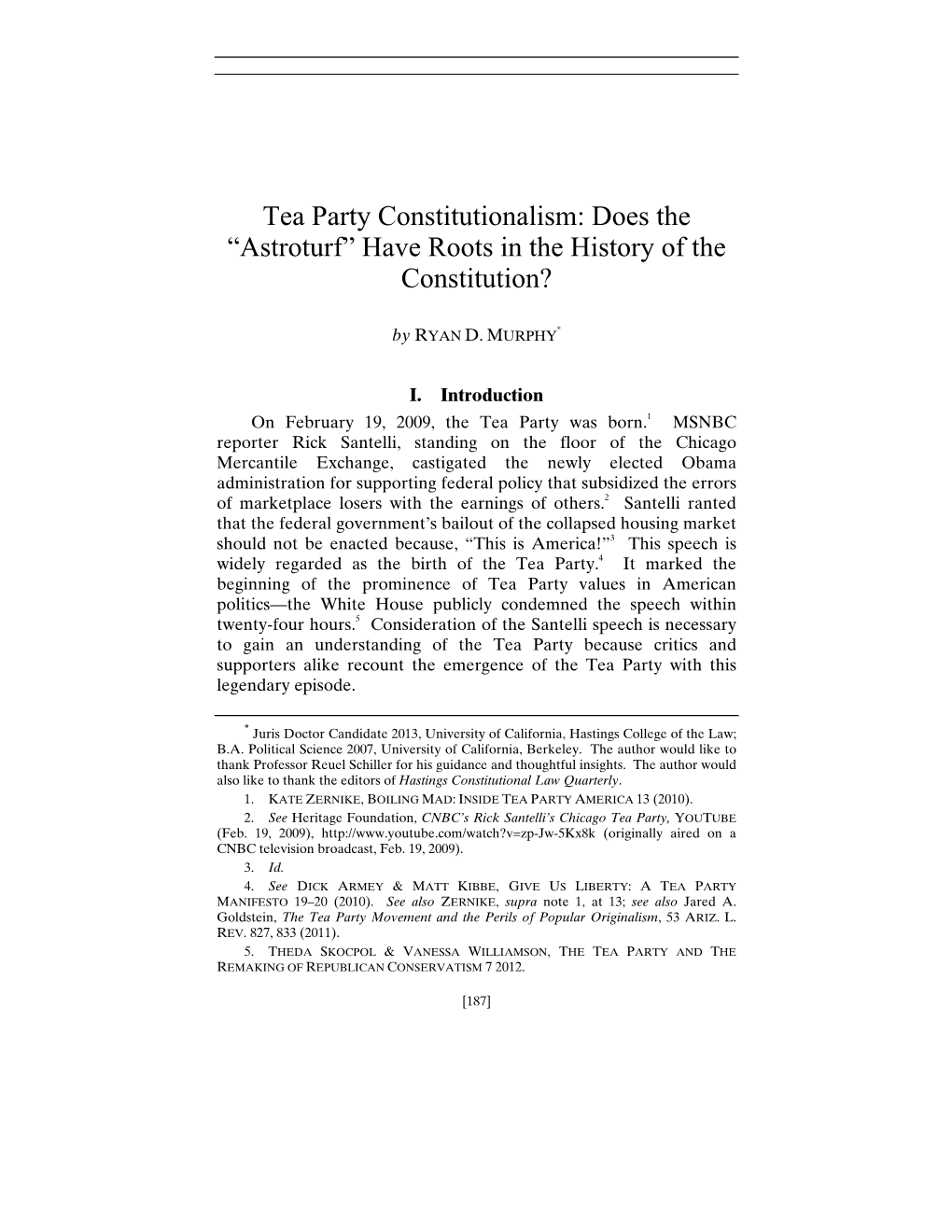 Tea Party Constitutionalism: Does the “Astroturf” Have Roots in the History of the Constitution?