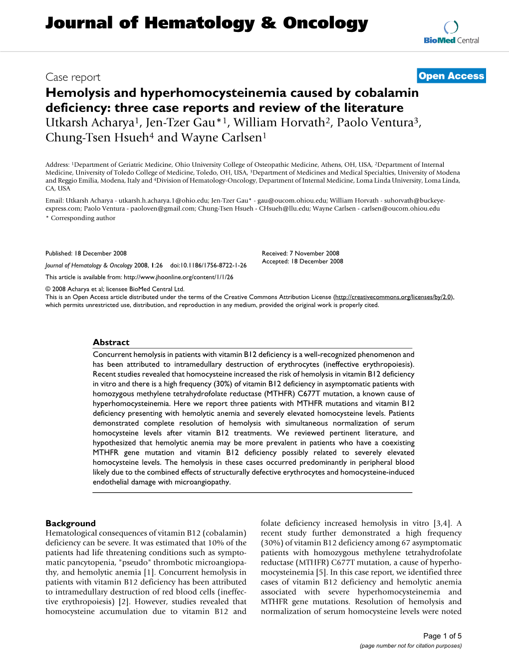 Journal of Hematology & Oncology