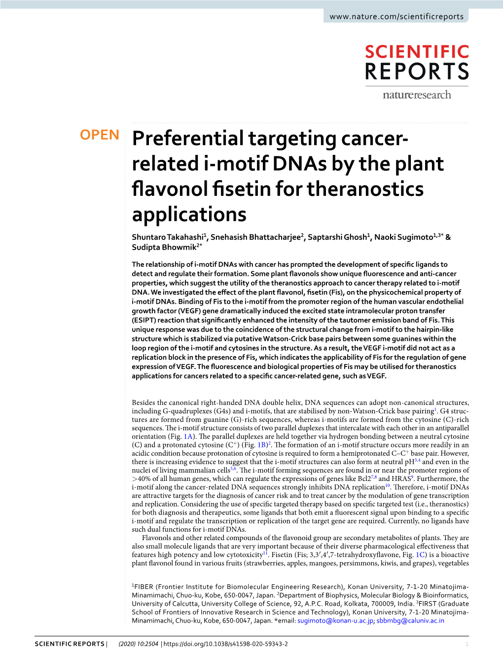 Preferential Targeting Cancer-Related I-Motif Dnas by the Plant Flavonol