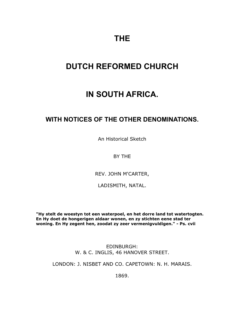 The Dutch Reformed Church in South Africa