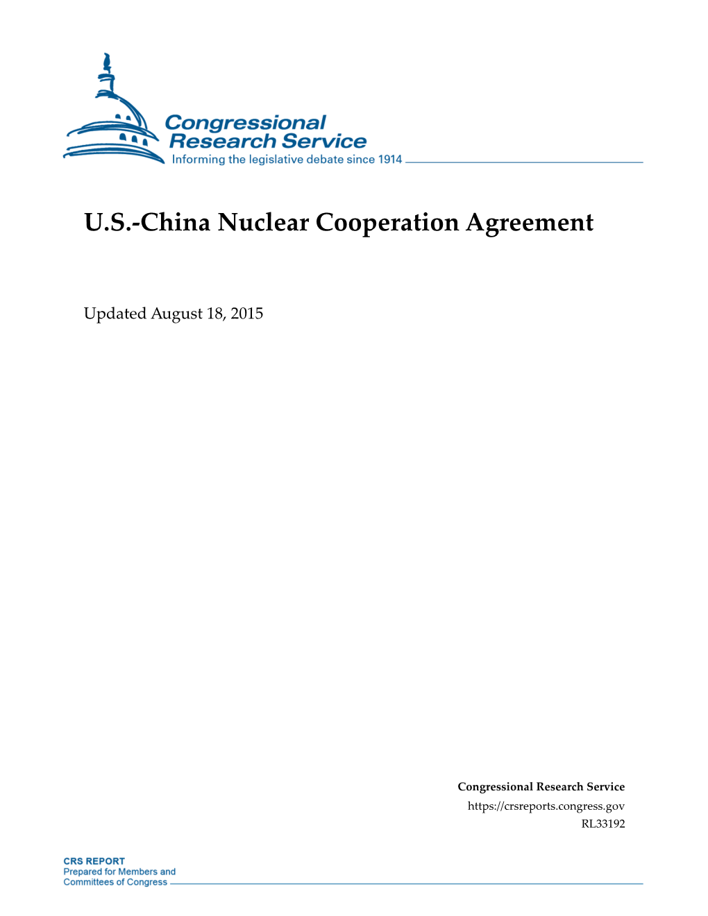 U.S.-China Nuclear Cooperation Agreement