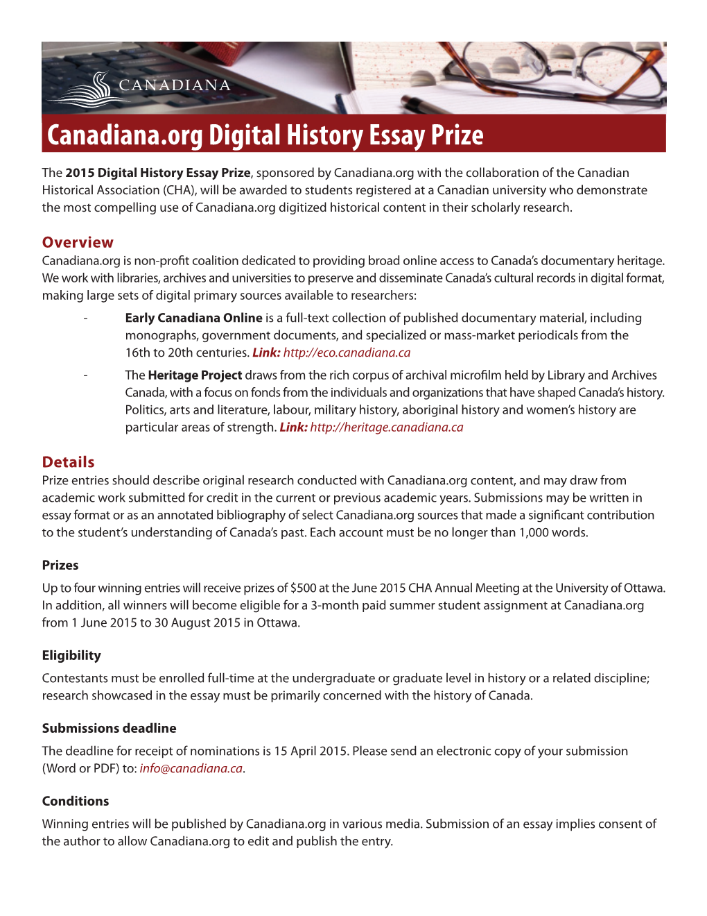 Canadiana.Org Digital History Essay Prize