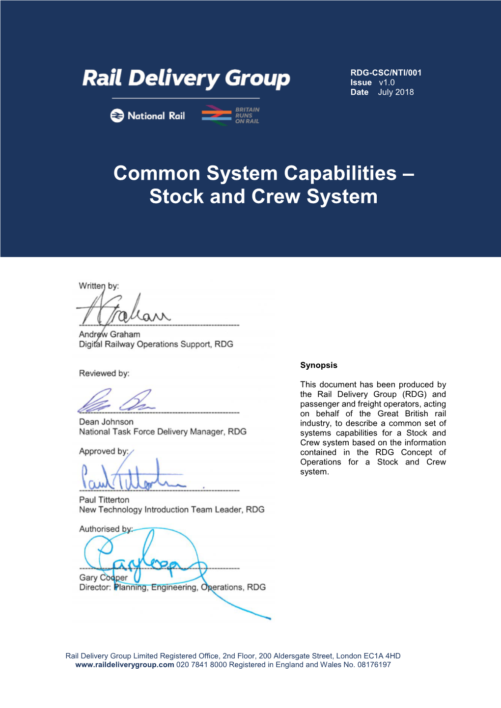 Common System Capabilities – Stock and Crew System