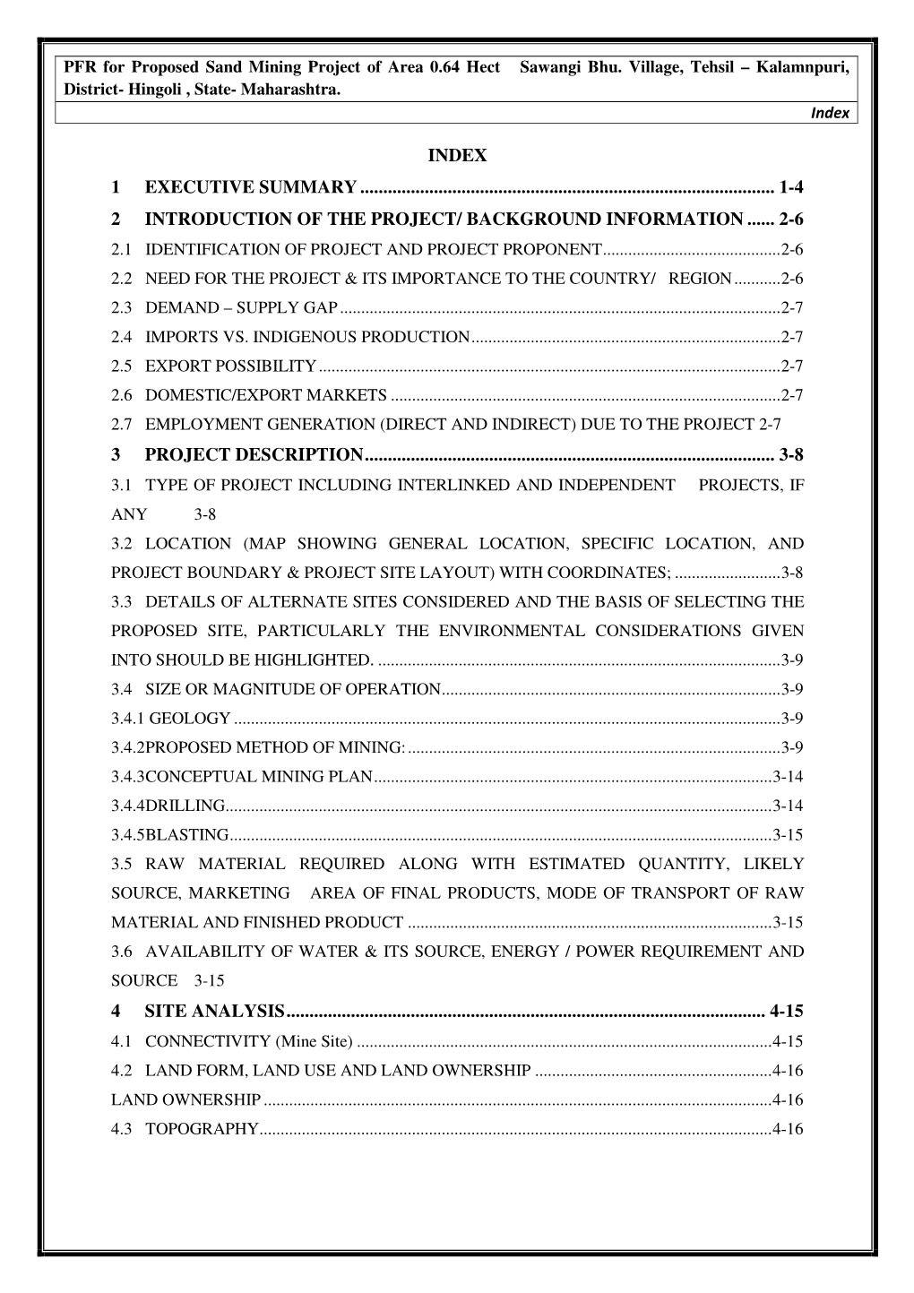 Index 1 Executive Summary