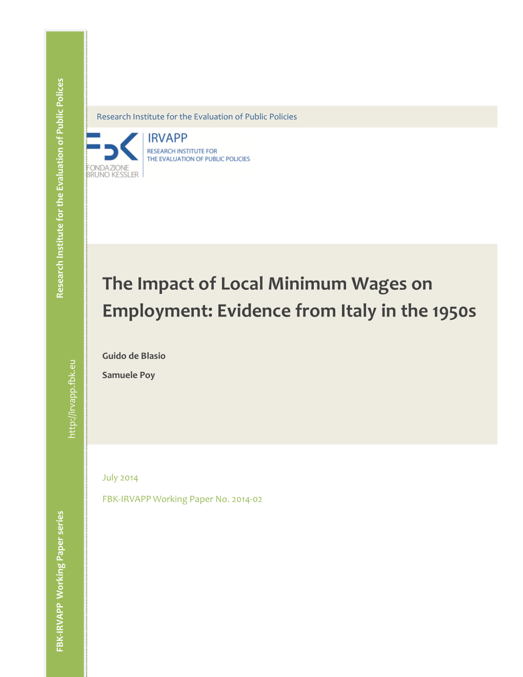 The Impact of Local Minimum Wages on Employment: Evidence from Italy in the 1950S