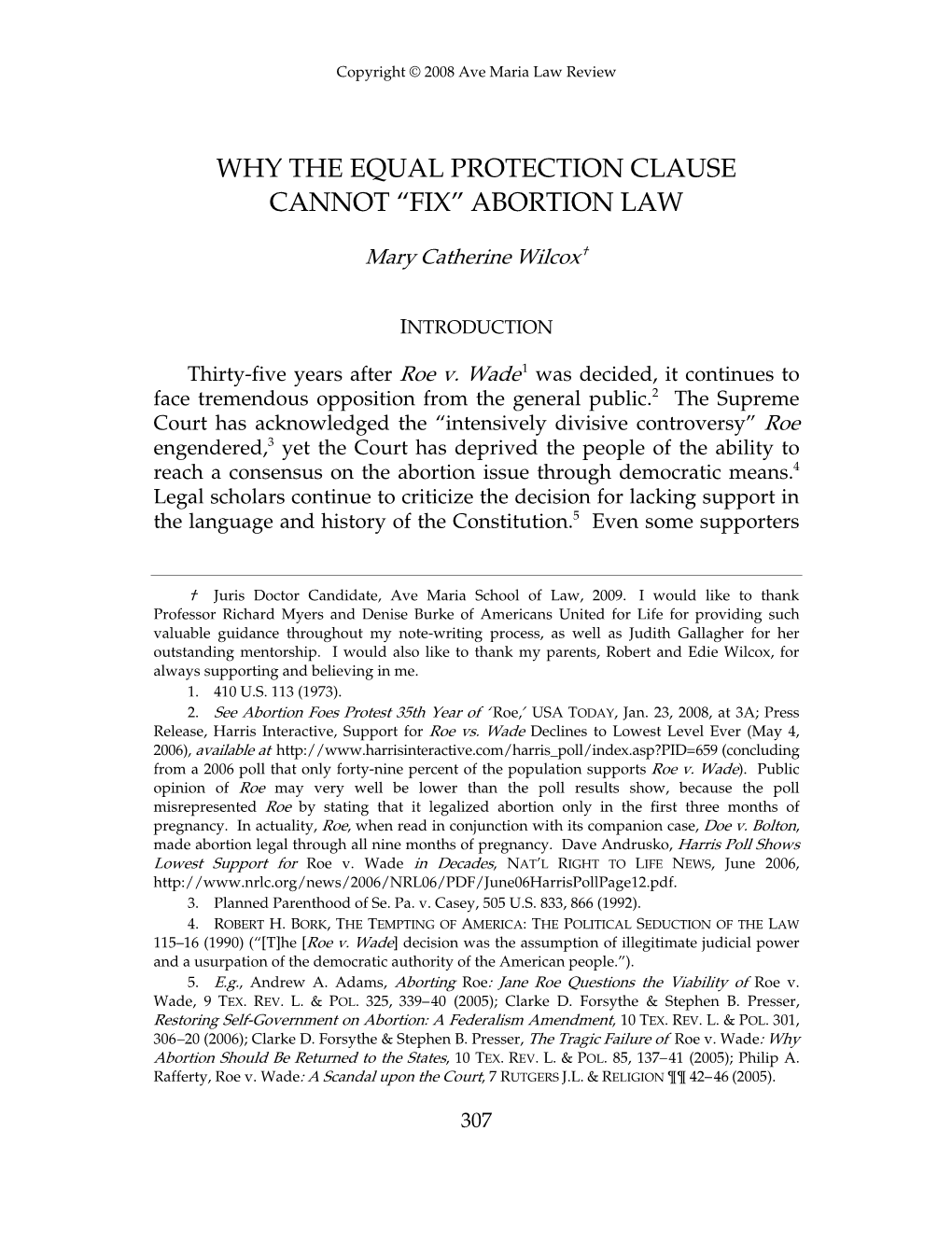 Why the Equal Protection Clause Cannot “Fix” Abortion Law