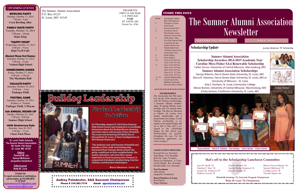 The Sumner Alumni Association Newsletter