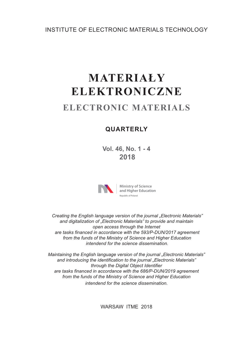 Materiały Elektroniczne Electronic Materials
