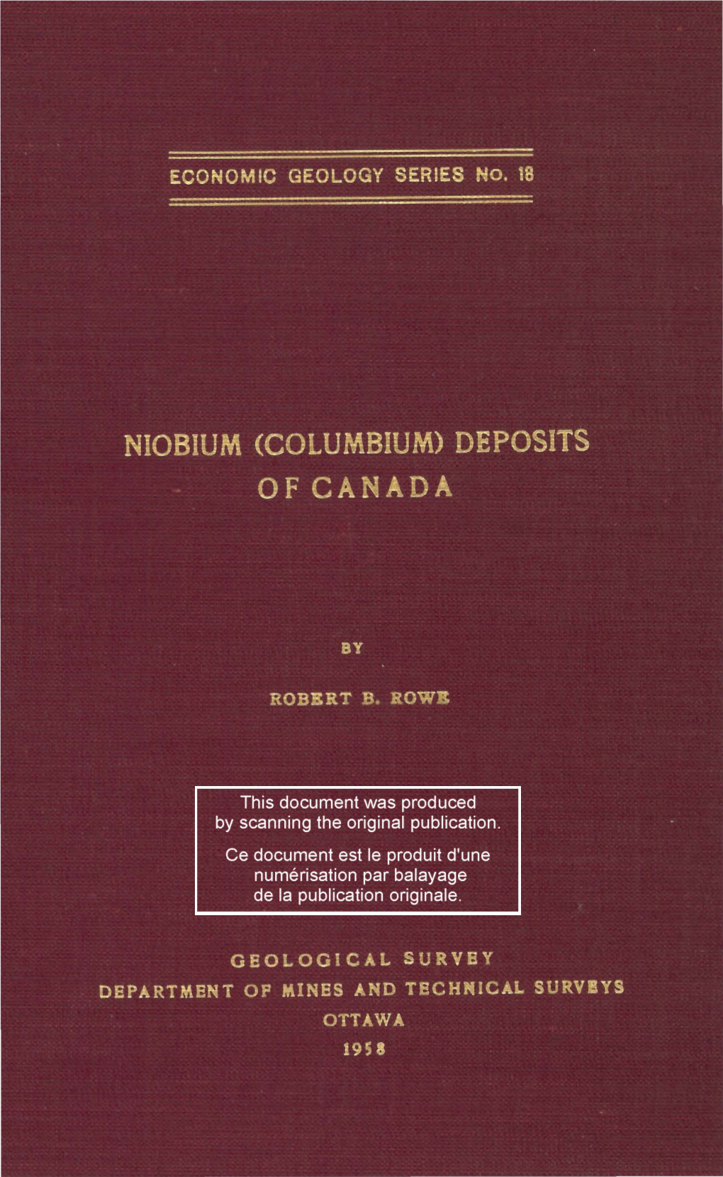 Niobium (Columbium) Deposits of Canada