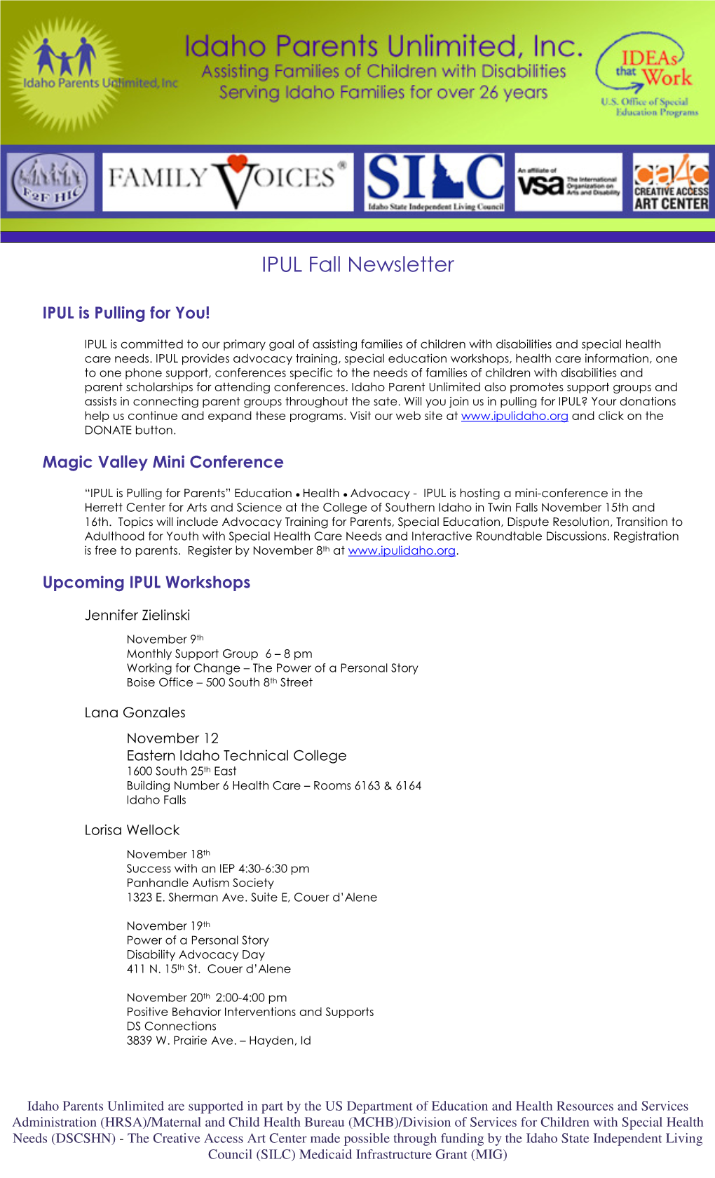 IPUL Fall Newsletter