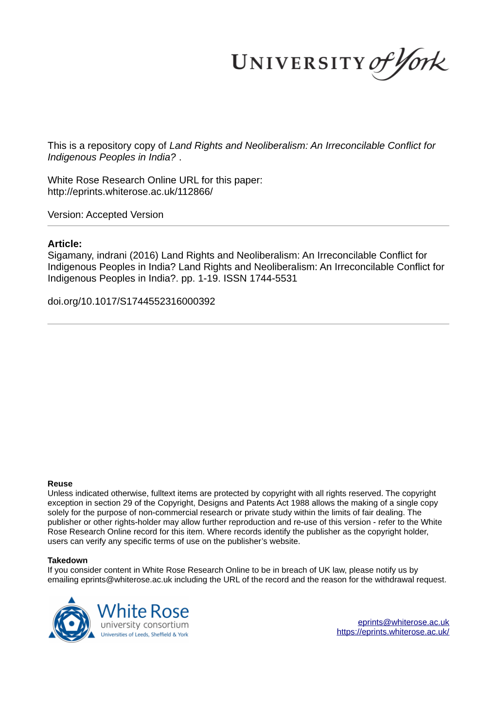 Land Rights and Neoliberalism: an Irreconcilable Conflict for Indigenous Peoples in India?