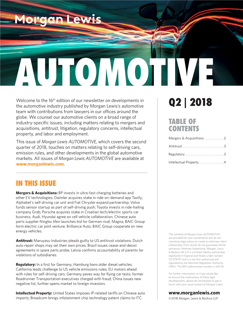 Read the Latest Issue of Morgan Lewis Automotive