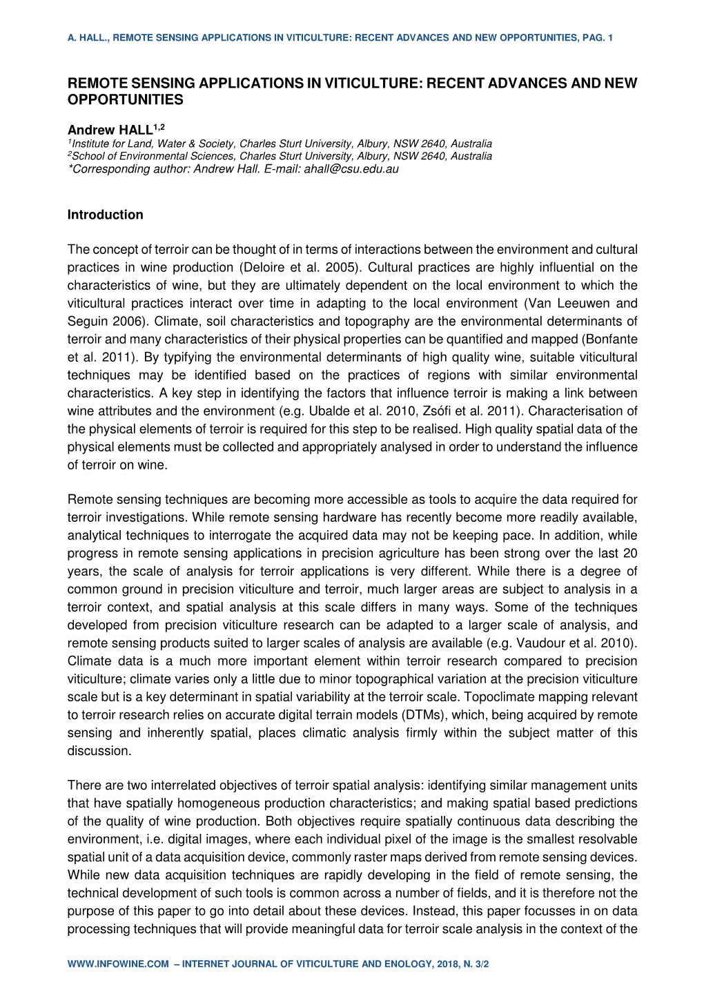 Remote Sensing Applications in Viticulture: Recent Advances and New Opportunities, Pag