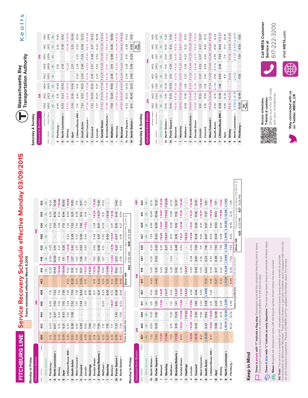 METCO Commuter Rail Schedule