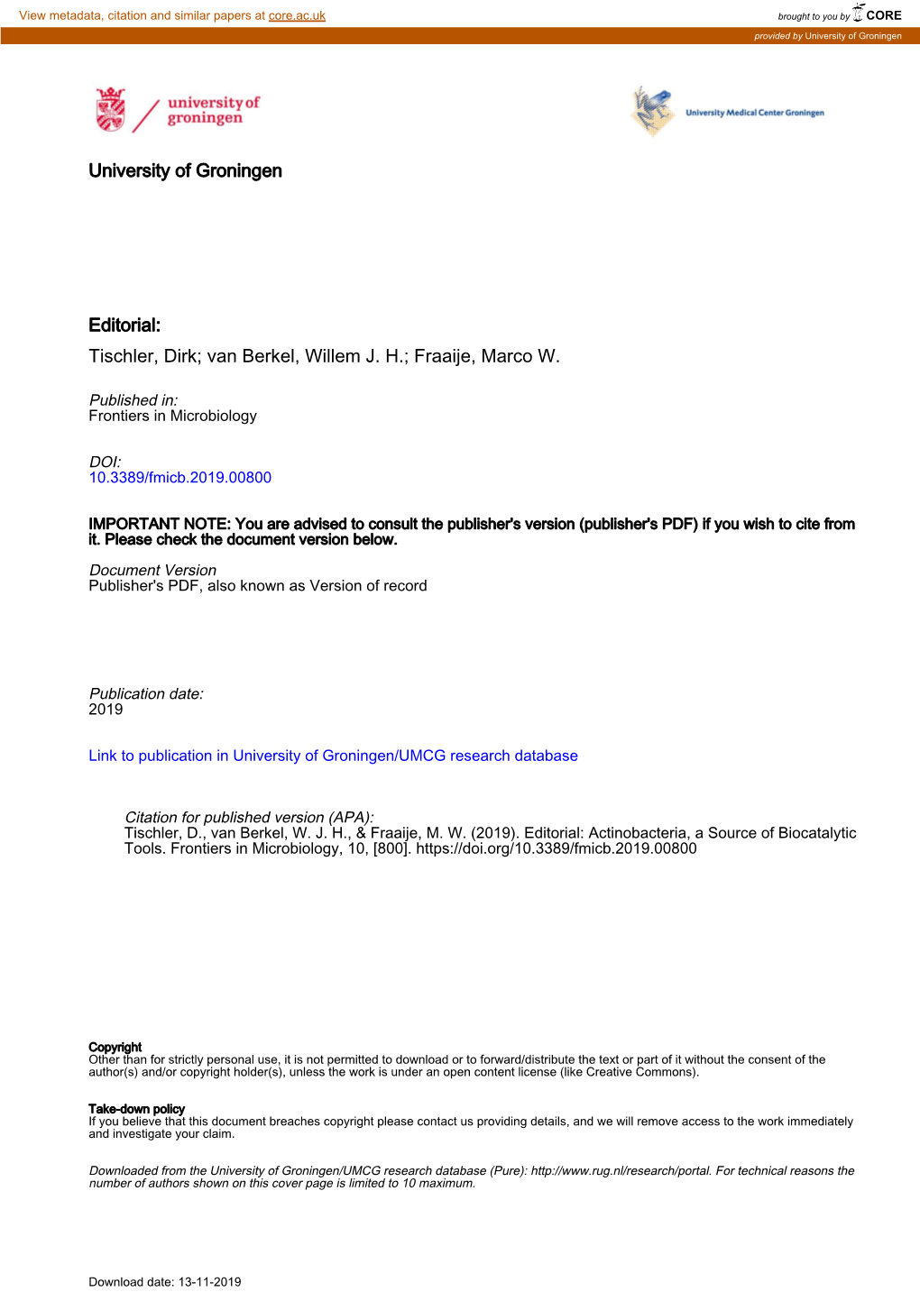 Actinobacteria, a Source of Biocatalytic Tools