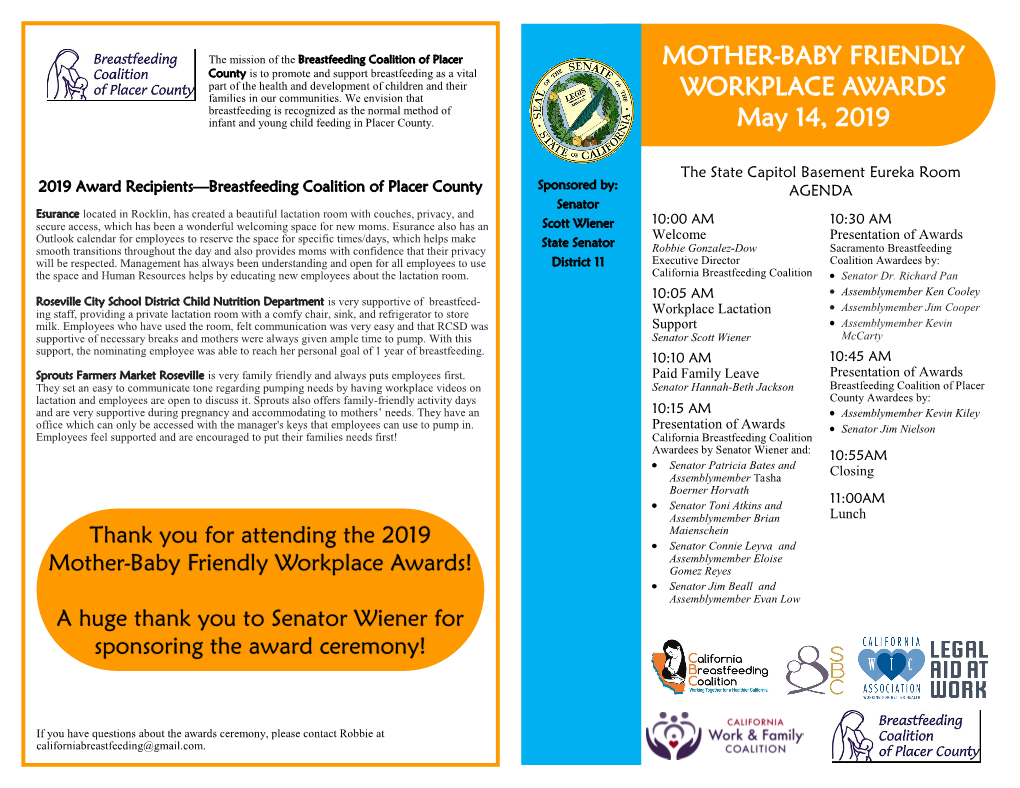 MOTHER-BABY FRIENDLY WORKPLACE AWARDS May 14