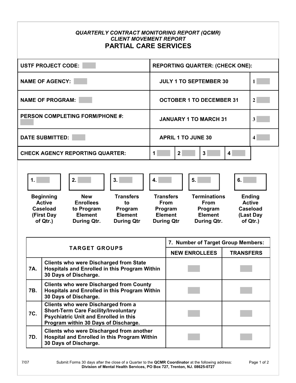 Quarterly Contract Monitoring Report (Qcmr)