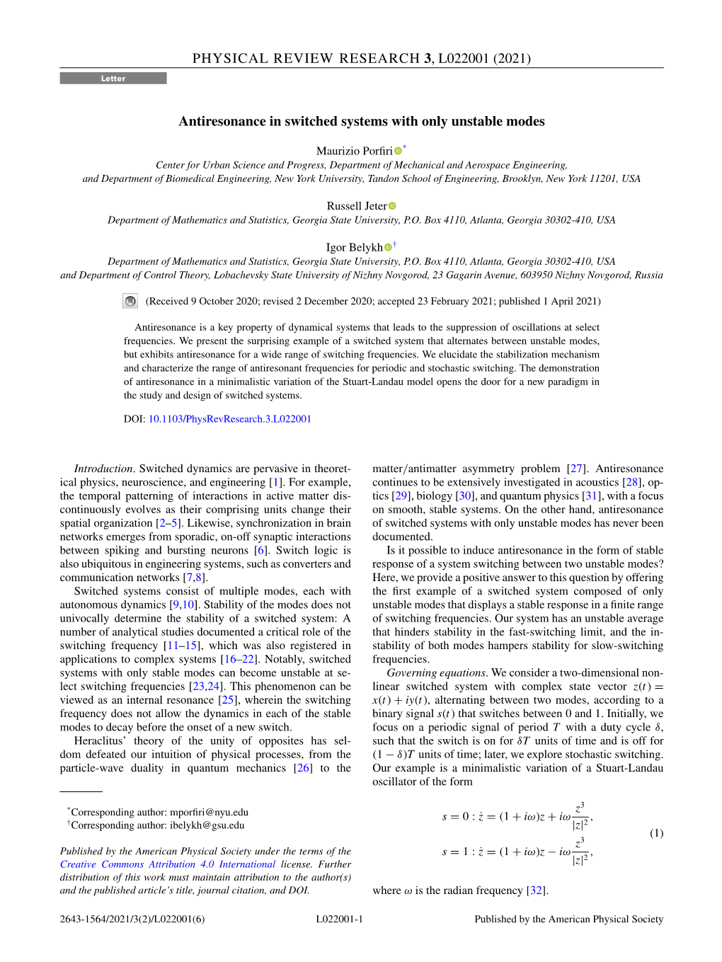 Antiresonance in Switched Systems with Only Unstable Modes