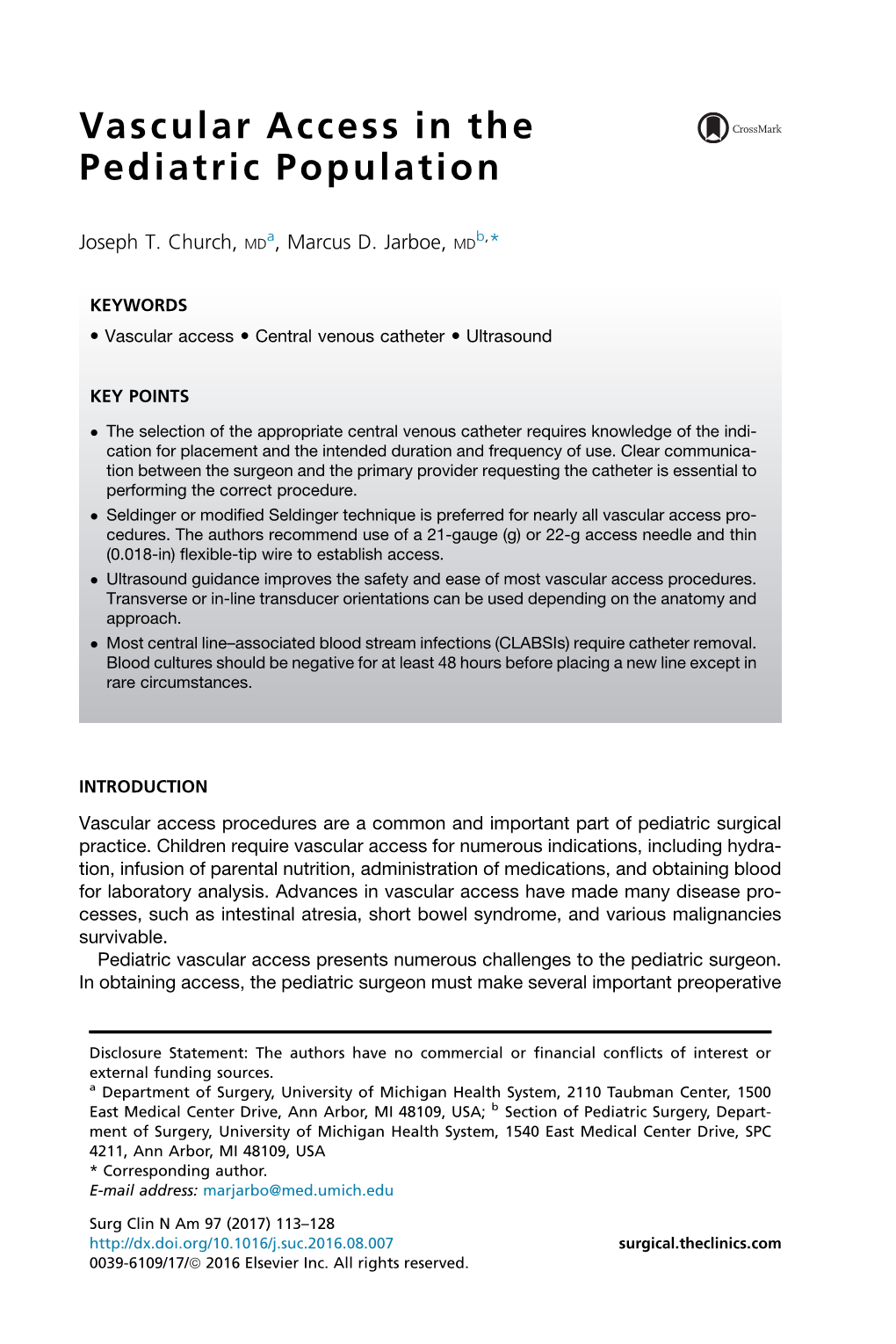 Vascular Access in the Pediatric Population