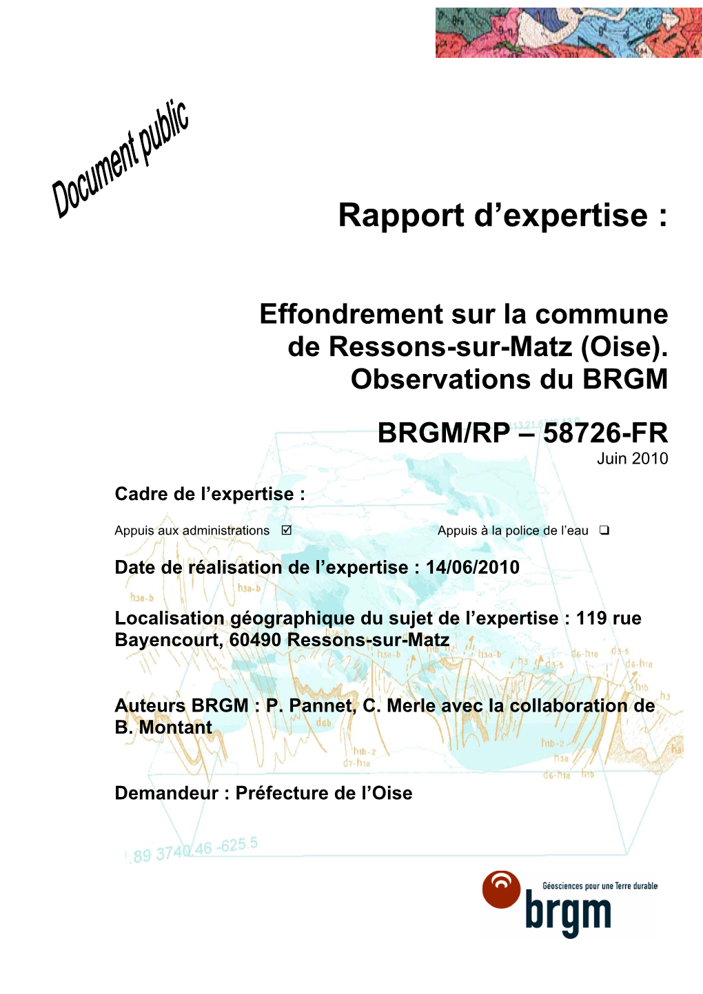 Rapport D'expertise : Effondrement Sur La Commune De